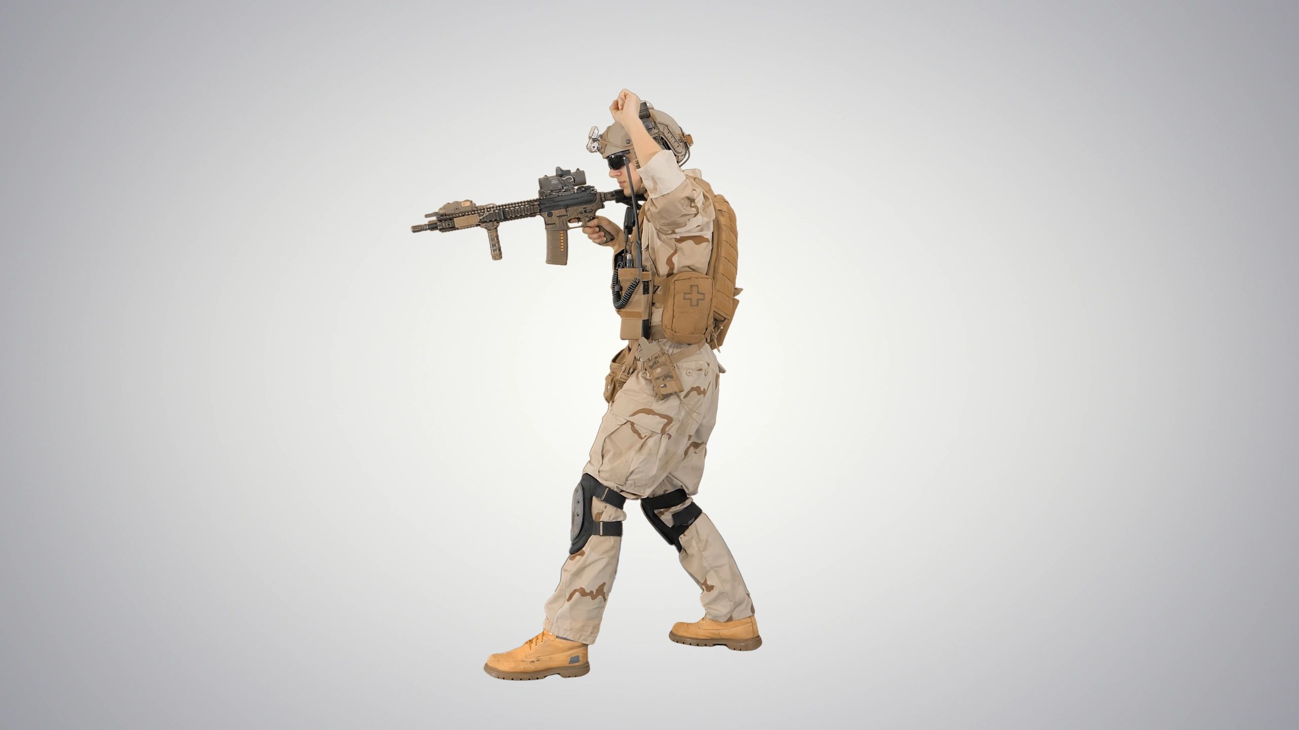 Outdoor airsoft action scene